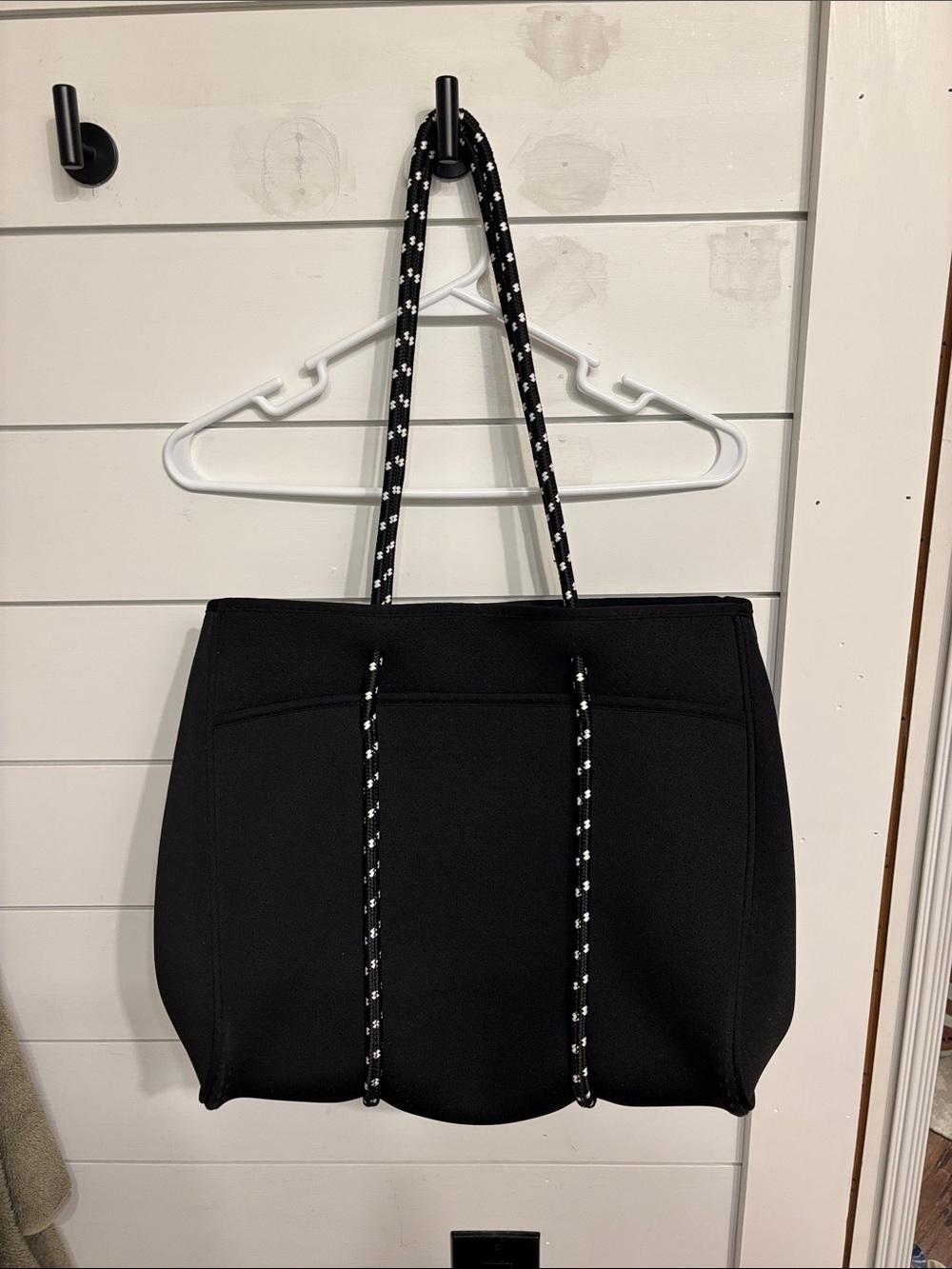 Black Neoprene Tote Bag with Rope Handles